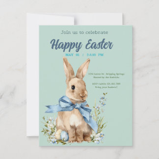 Cartons Réponse Easter bunny with a blue bow