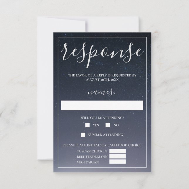 Cartons Réponse Écrit dans les étoiles Mariage ciel de nuit (Devant)