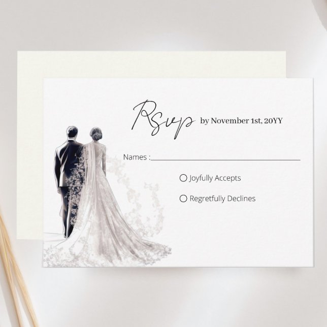 Cartons Réponse Écriture Élégante Mariage Traditionnel (Créateur téléchargé)