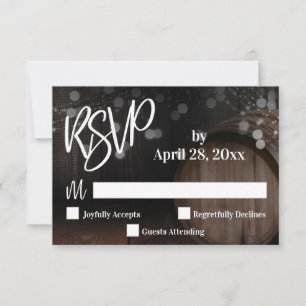 Cartons Réponse Écriture manuscrite éclat Mariage en fût de bois