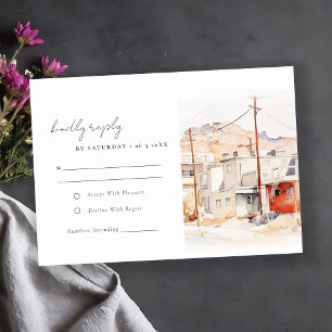 Cartons Réponse El Paso Texas City Scape Watercolor Mariage