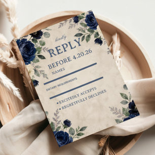 Cartons Réponse Élégance Florale Marine