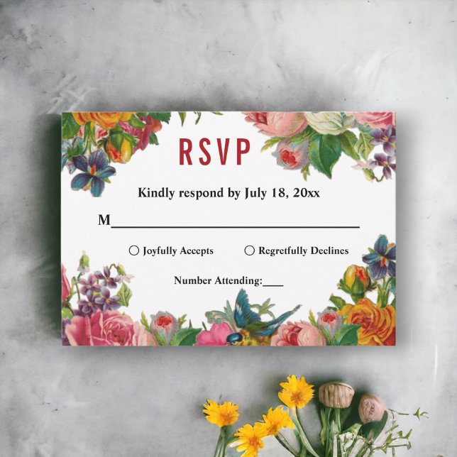 Cartons Réponse Elégant Aquarelle Jardin Botanique Mariage Floral (Créateur téléchargé)