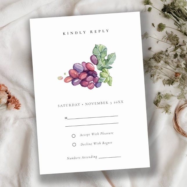 Cartons Réponse Elégant aquarelle Mariage de feuillage de raisin f (Créateur téléchargé)