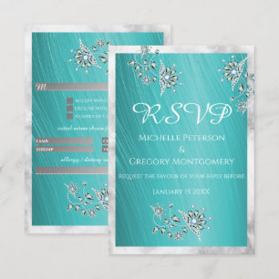 Cartons Réponse Elégant bijou en strass Turquoise avec bordure en 