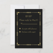Elegant Black & Gold Art Deco RVSP