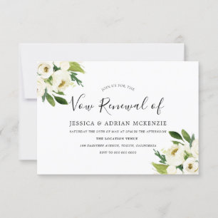 Cartons Réponse Élégant Blanc Floral Vert feuille Vow Renouvelleme