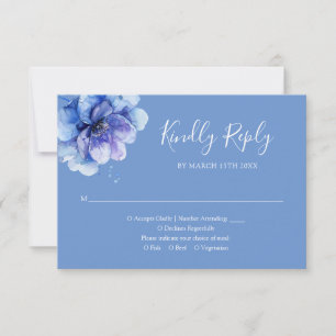Cartons Réponse Elégant bleu aquarelle Botanique Floral Mariage
