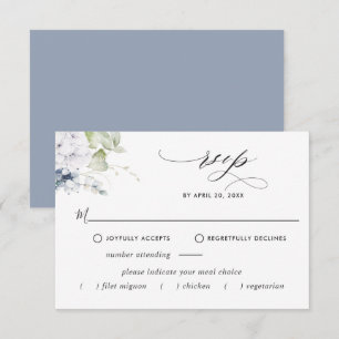 Cartons Réponse Elégant bleu bleu floral, Mariage des options de r