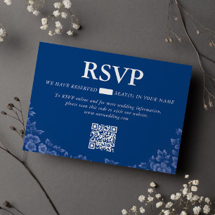 Cartons Réponse Élégant Bleu Poussiéreux Français Floral Mariage V