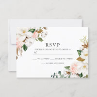 Elégant Blush & White Watercolor Flowers Mariage