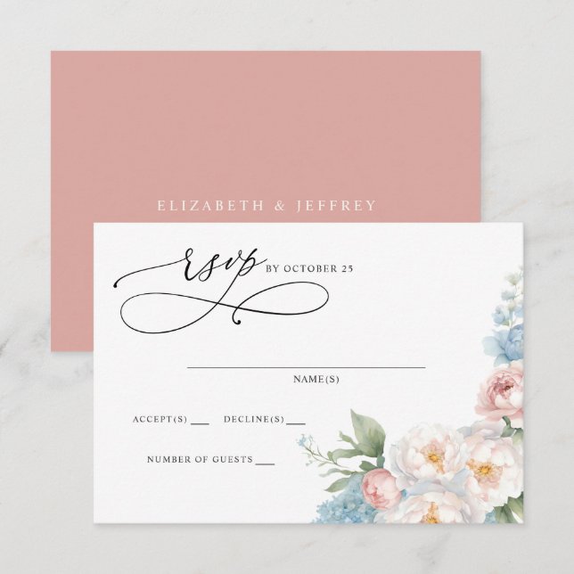Cartons Réponse Elégant Boho été printemps Blush Floral Mariage (Devant / Derrière)