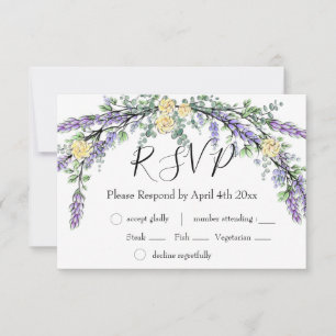 Cartons Réponse Élégant boho Lavender Rose jaune et Eucalyptus