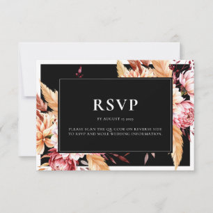 Cartons Réponse Élégant Boho noir Chic Floral Mariage