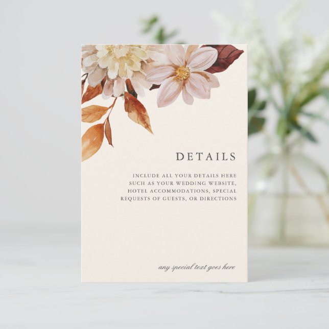 Cartons Réponse Élégant Boîtier de Mariages floraux d'automne Déta (Debout devant)