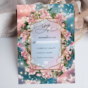 Cartons Réponse Élégant bouquet floral Rosy Mariage