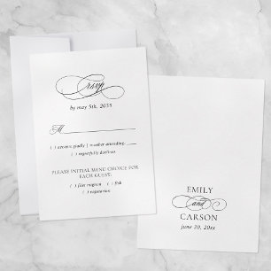 Cartons Réponse Élégant choix de repas de mariage noir et blanc
