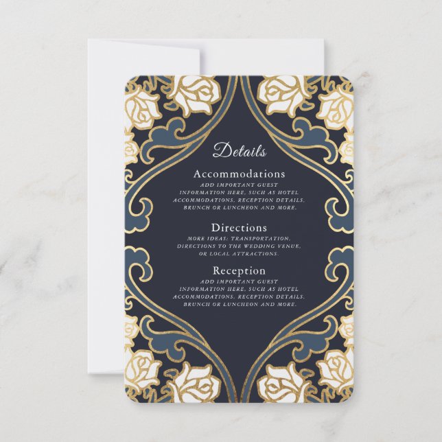 Cartons Réponse Élégant classique victorien détails Mariage (Devant)