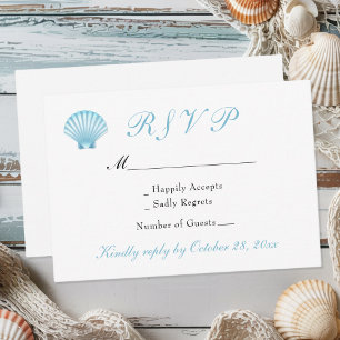 Cartons Réponse Elégant Coastal Shells Nautique Plage Mariage