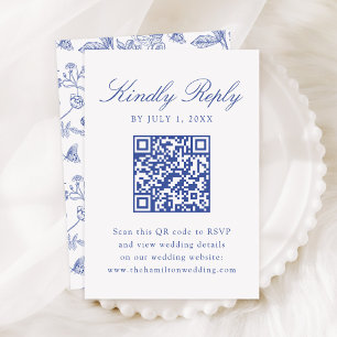 Cartons Réponse Élégant Code QR de mariage floral en chinoiserie b