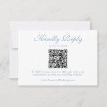 Élégant Code QR Fleurs Bleu Poussiéreux Mariage RS