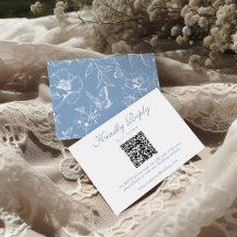 Élégant Code QR Floral Bleu Poussiéreux Mariage RS