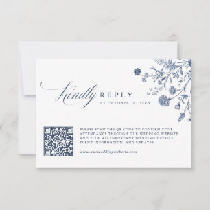 Cartons Réponse Élégant Code QR Floral Classique Vintage Vert Saug