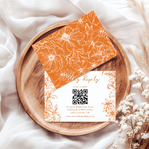 Cartons Réponse Élégant Code QR Floral Cuivre Simple Mariage