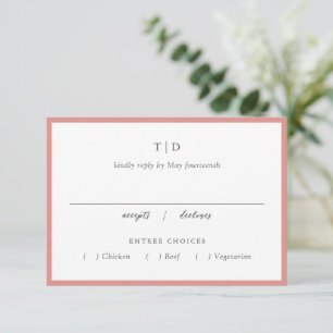 Cartons Réponse Élégant corail rose Monogramme Mariage moderne