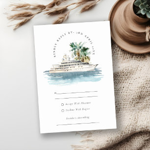 Cartons Réponse Elégant Dusky Cruise Ship Palm Mariage marin
