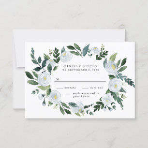 Cartons Réponse Elégant Dusty Blue Floral Rustic Garden Mariage