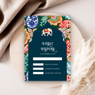Cartons Réponse Élégant éléphant d'art populaire indien vibrant bl