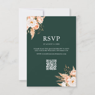 Cartons Réponse Élégant Emerald Green Boho Chic Floral Mariage
