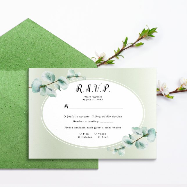 Cartons Réponse Elégant Eucalyptus feuille Mariage de verdure (Créateur téléchargé)