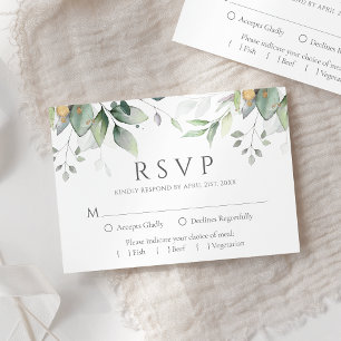 Cartons Réponse Elégant Eucalyptus Feuille Mariage or vert