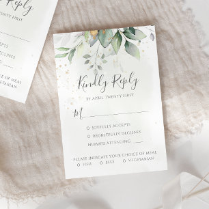 Cartons Réponse Elégant Eucalyptus Feuille Mariage or vert