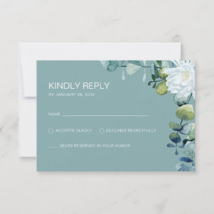Cartons Réponse Elégant eucalyptus fleurs blanches chic mariage