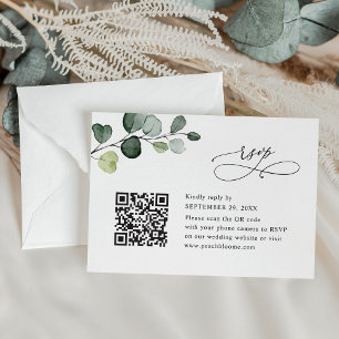 Cartons Réponse Elégant Eucalyptus Mariage QR Code