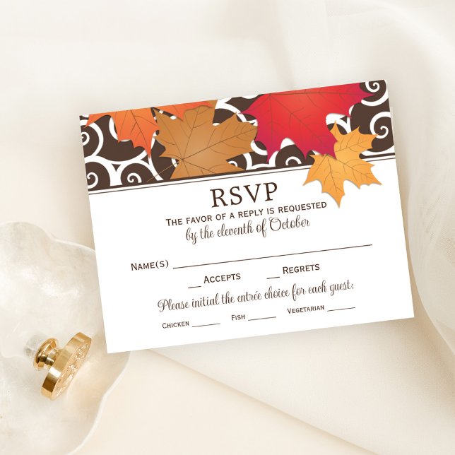 Cartons Réponse Élégant Feuilles d'automne et Mariage de automne d (Créateur téléchargé)