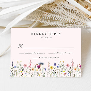 Cartons Réponse Élégant Fleur sauvage Meadow Blush Pink Mariage