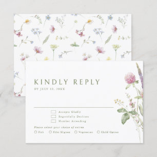 Cartons Réponse Élégant Fleur sauvage Pastel Soft Mariage botaniqu