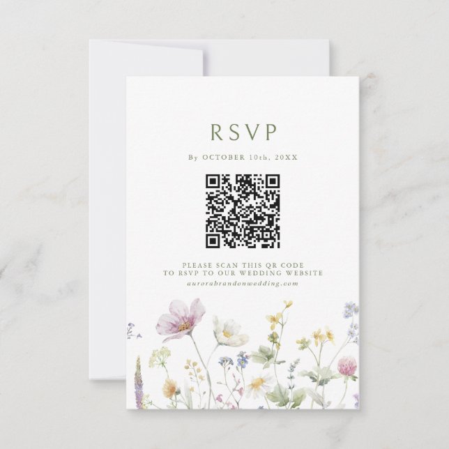 Cartons Réponse Élégant Fleur sauvage Pastel Soft Mariage botaniqu (Devant)