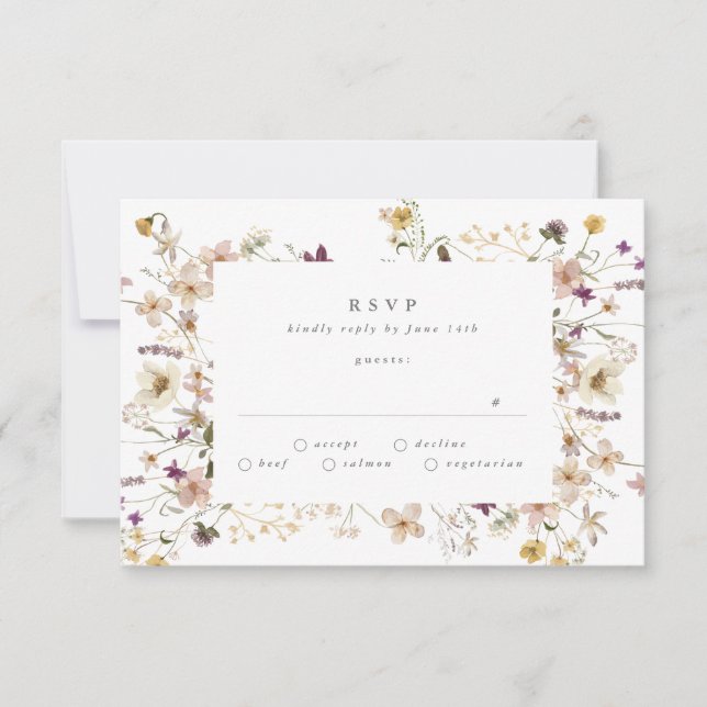 Cartons Réponse Élégant Fleur sauvage séché Abondance Mariage Pamp (Devant)