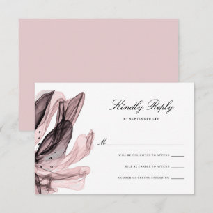 Cartons Réponse Elégant Fleurs Fumées Rose rose Mariage Dusty