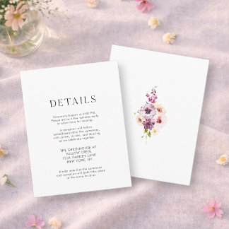 Cartons Réponse Elegant Floral Wedding Details Card