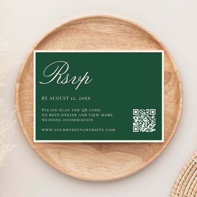 Cartons Réponse Elegant Green Old Money QR Code Wedding (Créateur téléchargé)
