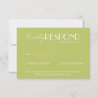 Cartons Réponse Elegant Green White Minimalist Bright Wedding