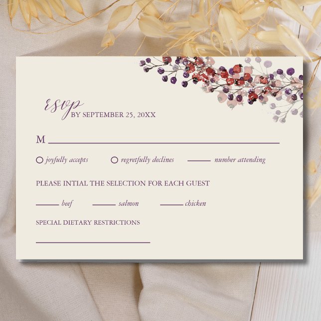Cartons Réponse Élégant Lavender Mariage d'automne (Créateur téléchargé)