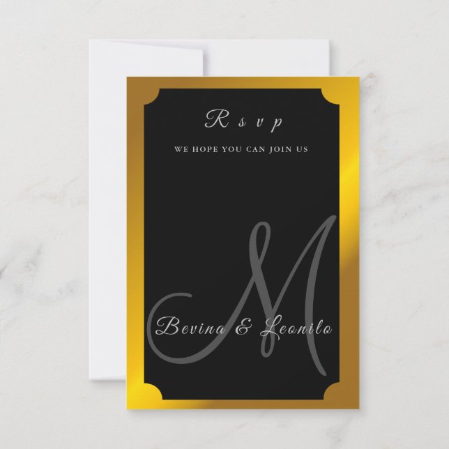 Cartons Réponse Élégant M botanique or | Dîner mariage Choix R (Dos)