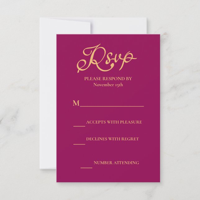 Cartons Réponse Élégant Magenta Gold Hindu Mandala Mariage indien (Devant)